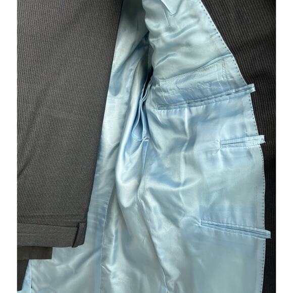 Custom Holland Sherry Charcoal Gray 2pc Pinstriped Suit 37 x 29 - Picture 14 of 16